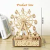 Ury 3D Wooden Puzzles Led Rotatable Ferris Wheel Music Octave Box Model Mechanical Kit Assembly Decor DIY Toy Gift for Kid Adult 240122