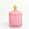 Garrafas de vidro frascos de armazenamento retro aroma vela jar caixa de jóias coroa decorativa cristal com tampa organizador de especiarias