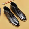 Ankle Boots 45 Genuine Leather Oxford Man Elegant Dress Fashion Ostrich Pattern Black Bury Slip on Boot Men