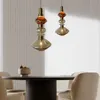 Pendant Lamps Vintage LED Glass Pendant Lamp American Style Pendant Lamp For Hotel Bedroom Restaurant Bar Decor Amber Bedside Hanging Lighting YQ240201