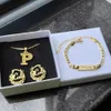 DUOYING – ensemble de bijoux personnalisés avec nom, Mini boucles d'oreilles, cerceau, Bracelet avec nom, en or 18 carats, cadeau pour enfants, 240119