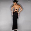 Robes décontractées BoozRey 2024 Été Sexy Deep V Maxi Robe pour femmes Moulante Dos nu Élégant Soirée Tenues Solide Robe