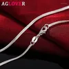 Aglover New 925 Sterling Silver 16 18 20 22 24 26 28 30インチ2mmヘビチェーンネックレス