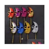 Party Masks Party Glitter Masquerade Mask With Stick Midnight Venetian Ball Carnival Wedding Masks Hand Held Drop Delivery Home Garden Dhpbc