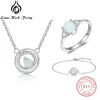 Collana 925 set di gioielli in argento sterling set di anelli di pietra opale di cognino cutane a ciondolo set di gioielli a zircone cubico (Fong Lam Hub)