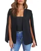 Costumes pour femmes Femmes Cape Blazer Veste Lâche Chic Printemps Automne Mode Casual Élégant Bureau d'affaires Vêtements de travail Noir Blanc Rose Vin Rouge