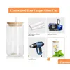 Tumblers CA USA Warehouse 16oz Frosted Clear Beer Can Glass SubliMation Water Bottle Jar med bambu lock och STS Drop Delivery Home GA DHLJT