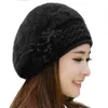 Beanie Skull Caps Women Beret Beanie Knitted Hat Ladies Winter Hats For Faux Fur Bonnet Femme Warm Wool Gorro Invierno Mujer1213j