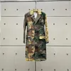 Women's Trench Coats Cotton Printed Multi Block Patchwork Design Camouflage Coat Funky Versatile Leopard Clash Long