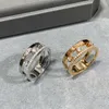 925 Sterling zilveren ringen voor dames bewegende trouwring 18k roségouden ring met volledige strass dubbellaags