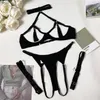 Yimunancy Tassel Lingerieセット女性ホルターセクシーなエロティックレッドブラックバックオープンブリーフキット240127