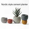 Pot de fleurs en ciment de Style nordique 15cm, Pot créatif Simple, plante verte, fleur ronde en grès, trous de Mars en céramique 240127