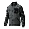 Ankomst Mens Baseball Jacket Bomber Jackets Autumn Winter Clothing Leather Sleeve Thin Cotton Coats Storlek M3XL 240130