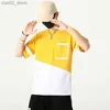 Camiseta masculina de manga curta, camiseta de verão 2023, novo, gola redonda, meia manga, algodão, roupas top, roupas masculinas q240201