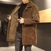 Autumn and Winter Lamb Fleece Coat for Men with Thickened Two Sides Wearing Leather Fur Designer Middle Aged Elderly Loose Medium Length Top MVPS