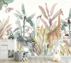 Wallpapers Milofi Professional 3D Large Wallpaper Mural Hand-painted Nordic Forest Small Animal Illustration Children Background Wall