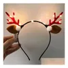 Dekoracje świąteczne LED Posmacki na głowice zapalania opaski na głowę Renifer Dekoracje Luminous Glow Headpiece Flashing Hair Drop de Dhw4Q
