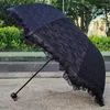 Umbrellas Double Layer Woman Lace Sun Parasol 3 Fold Outdoor Windproof Sunscreen Rain Umbrella Anti UV Lady Girl Princess Sunshades Gift