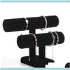 banner stand Jewelry Stand Packaging 2 Layer Veet Bracelet Necklace Display Angle Watch Holder T-Bar Multi-Style Optional Wfxxf Dr249B