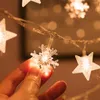 Decorações de Natal Floco de neve LED String Light Garland para casa 2024 Navidad Xmas Tree Decor Gift Ano