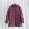 Chapéu destacável com capuz para baixo casaco de inverno feminino luz fina pato branco para baixo jaqueta parkas senhoras longo quente tamanho grande puffer outwears 240122