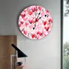 Wandklokken Valentijnsdag Aquarel Liefde Handgetekende Gedrukte Klok Moderne Stille Woonkamer Home Decor Hangend Horloge