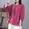 Blusas femininas verão solto casual batwing meia manga babados camisa senhoras o pescoço cor sólida topo feminino oversized pulôver blusa femme