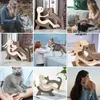 Decorative Figurines Wooden Carving Human Dog Cat Family Statue Wood Art Sculpture Ornament Collection Doll Handicraft Office Commemorative