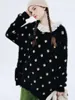 Damessweater Imakokoni zwarte stippensweater met losse top met lange mouwen Dames 234394