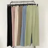 Pantaloni eleganti a vita alta larghi per le donne Pantaloni larghi a gamba larga da donna Pantaloni a vita elastica posteriore in tinta unita da donna 240201