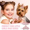 Dog Apparel Clear Crystal Rhinestone Tiara For Dogs Hair Clips Barrettes Pet Crown Grooming Costume Accessories 2 Pieces