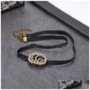 Chokers Takı Chokers Tasarımcısı Alfabe Siyah Halat Kolye İthal Simasyon Elmas İnci Sayacı Tutarlı Pirinç Malzeme Damlası D DHUI2