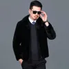 Brand Golden Mink Fleece Coat for Mens Middle and Elderly Skin Winter Thickened Warm Fashionable Hair Dads Top 7U3E