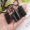 Hängen Natural Stone Necklace Black Tourmaline Pelare Pendant grovt fin Crystal Thick Healing Energy Jewelry Gift