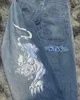 Jeans para mujer JNCO Baggy Y2K Ropa vintage Patrón bordado de cintura alta Ropa de calle gótica Harajuku Hip Hop Pierna ancha