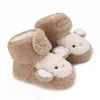 Stivali 3D Cartoon Bear Baby Snow Winter Peluche Stivaletti caldi Born Infant Girls Boys Scarpe da passeggio per bambini con fondo morbido antiscivolo