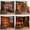 태피스트리 홈 장식 태피스트리 액세서리 크리스마스 배경 벽난로 나무 벽 교수형 직물