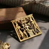 Broches Egyptische Farao Reliëf Retro Matte Metalen Holle Broche Prachtig Jasje Corsage Paleis Luxe Mysterieuze Muurschildering Badge