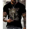 Heren Kwaliteit Mode T-shirts Casual Streetwear Korte Mouw Luipaard Boor Mannen Kleding Tee Tops O-hals Strass T-shirt Y2K 240119