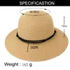 Large Bord Chapeaux Femme Pour Le Soleil Grand Bord Dôme À Large Bord Avec Lanière Coupe-Vent Chapeau De Paille Sombrero Mujer Para El Sol