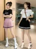 Jupes Kawaii Harajuku jupes Preppy école uniforme taille haute plissée femmes filles Lolita a-ligne marin jupe YQ240201