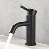 Robinets d'évier de salle de bains, robinet noir mat, mitigeur de lavabo moderne, poignée monotrou, acier inoxydable froid/refroidissement unique