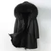 Haining Designer Winter Parker Mens Fur Coat Inner Tank Långbar lång cgil