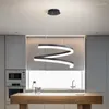 Lustres nordique spirale acrylique pendentif LED lampes noir pour cuisine salle à manger chambre minimaliste suspension éclairage décor