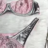 Conjuntos de sutiãs Yimunancy Contraste Cor Sheer Lace Lingerie Set Bra Panty Intimates Moda Erótica Única Roupa Interior