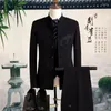 Herrenanzüge, Blazer, Hosen, Weste, 3-teiliges Set / 2024 Casual Boutique im chinesischen Stil, Stehkragen, Anzugjacke, Mantel, Teousers-Weste