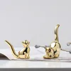 Figurki dekoracyjne małe złote galwuter ceramiczne zwierzę Swan Alpaca pies kot Rabbit Fox jelenie porcelanowe dekoracja biurka