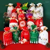 Juldekorationer 10st presentpåsar Packaging Candy Bag Snowflake Drawstring Merry For Home Year 2024Xmas Present2024
