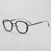 Okulary przeciwsłoneczne ramy japońskie projektanta ręka rzemiosło vintage kwadratowe szklanki żółwia rama Męskie odcienie elastyczne tytanowe octan