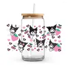 Наклейки на окно, милый Kawaii Kitty, розовый кот, чашка 16 унций, УФ-обертка DTF, самоклеящиеся переводные наклейки, печать на заказ